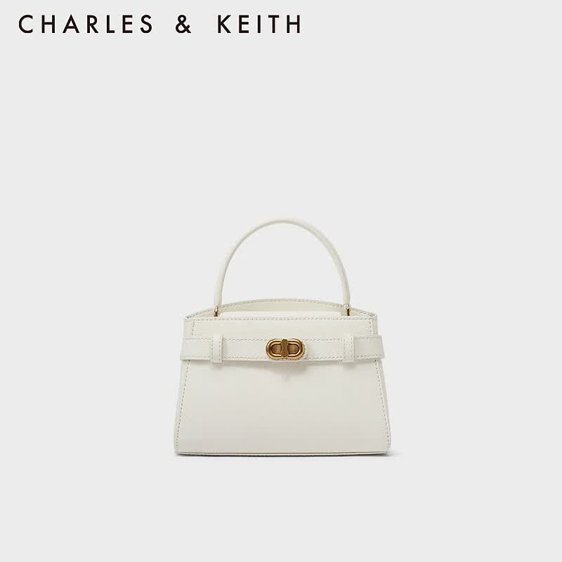 CHARLES&KEITH金属扣带饰手提包单肩包包女包女士CK2-50270880 Cream奶白色 S使用感如何?