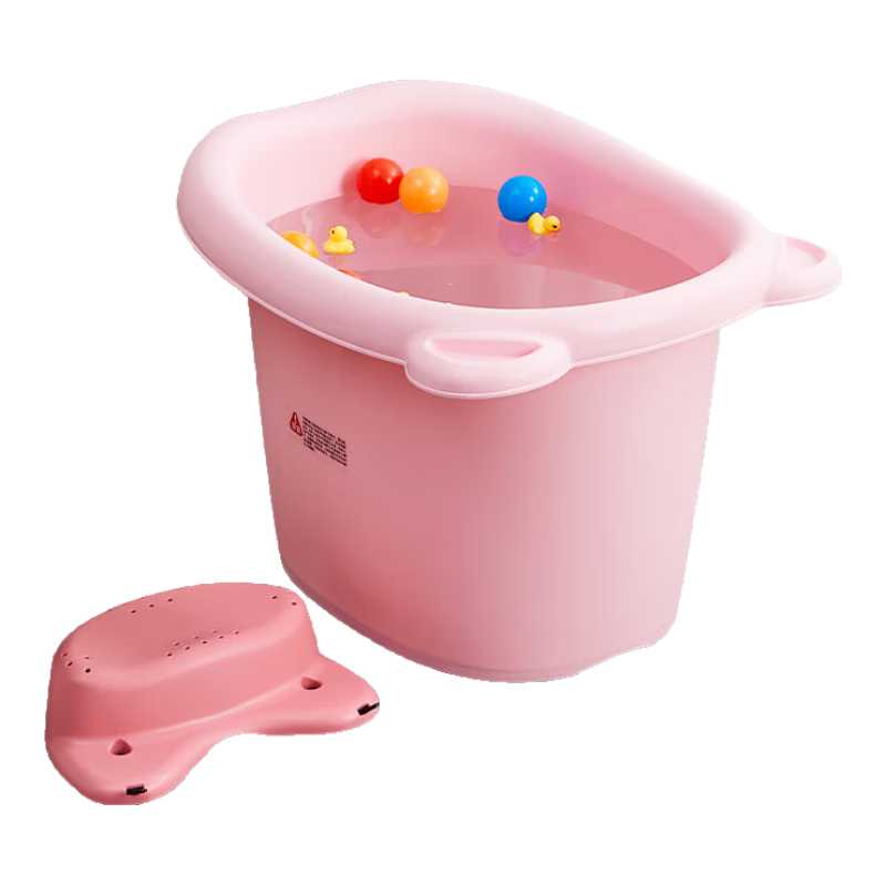 日康(rikang)浴桶 嬰兒洗澡盆 嬰兒洗澡桶寶寶兒童泡澡桶 新生兒游泳桶 X1001-2小浣熊小號 粉色