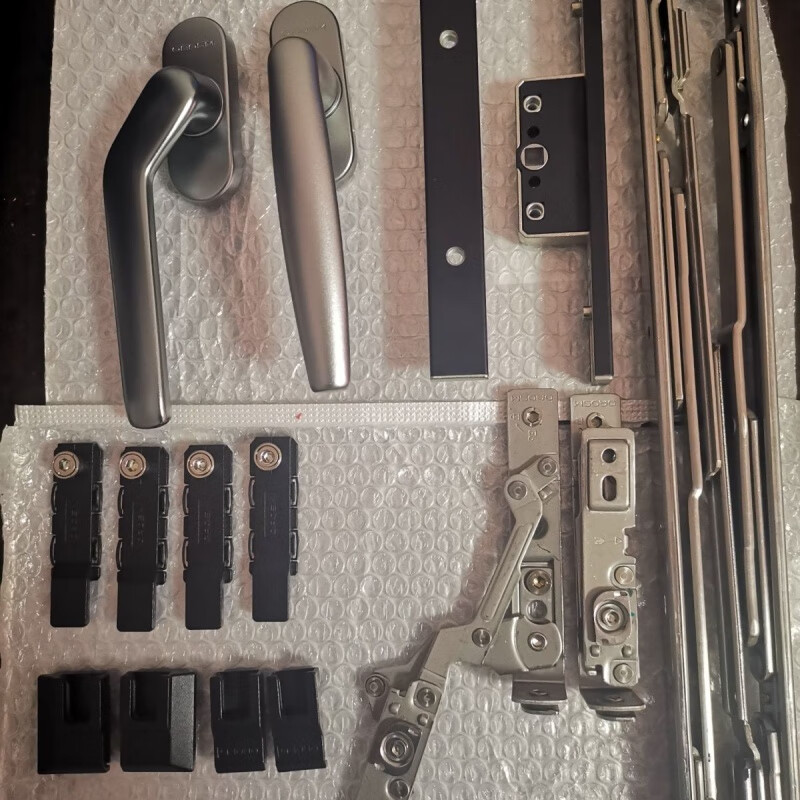 oaosm霍曼外开窗纱一体五金配件整套门窗执手窗纱铰链 银灰色五金配件