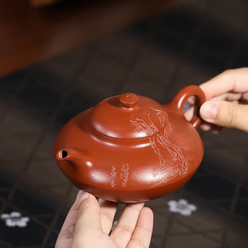 百年利永 宜兴名家纯全手工紫砂壶原矿朱泥合欢·回眸功夫茶具泡茶壶