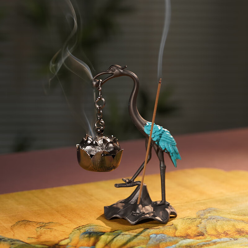 普云小仙鹤香炉莲花吊炉鹅梨帐中香家用摆件沉香薰炉祥云无粘香盘香炉 迷你仙鹤吊炉（锌合金） 0盘 0小时