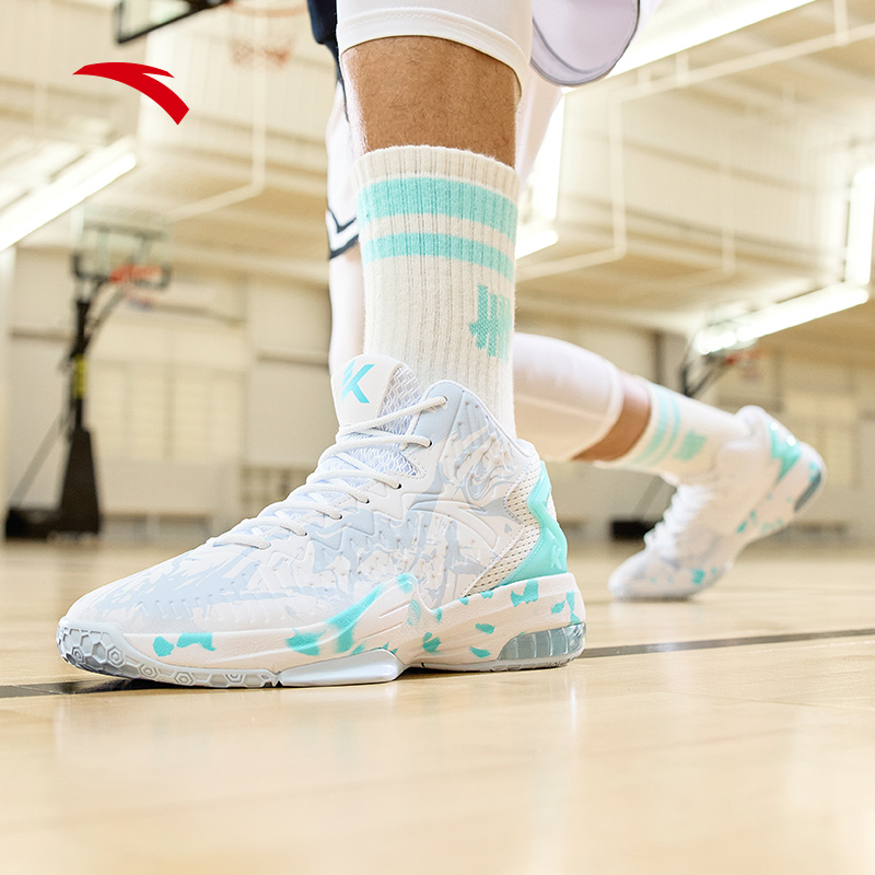 安踏KT3 team｜篮球鞋男夏季汤普森防滑减震男户外实战比赛运动鞋子 安踏白/泳池蓝-3 42