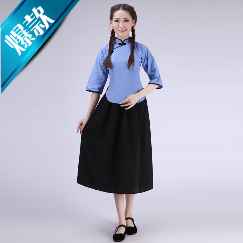 沃巴伦民国学生装五四青年女装棉民国风复古毕业班校服古装演出服