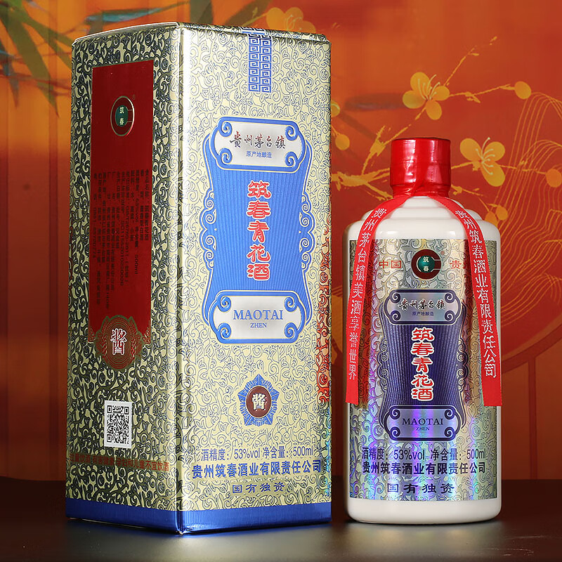 筑春【贵州名酒 老三春】贵州筑春青花酒53度酱香型白酒500ml 500ml*1