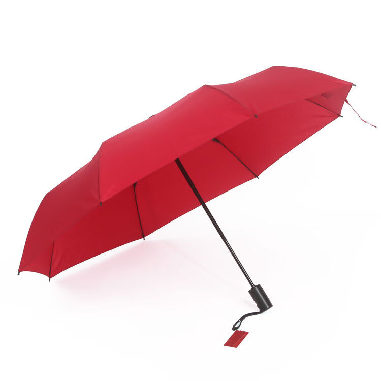 太陽(yáng)城三折純色雨傘男士折疊防風(fēng)安自開(kāi)收晴雨傘 安防--紅色太陽(yáng)城牌 102cm