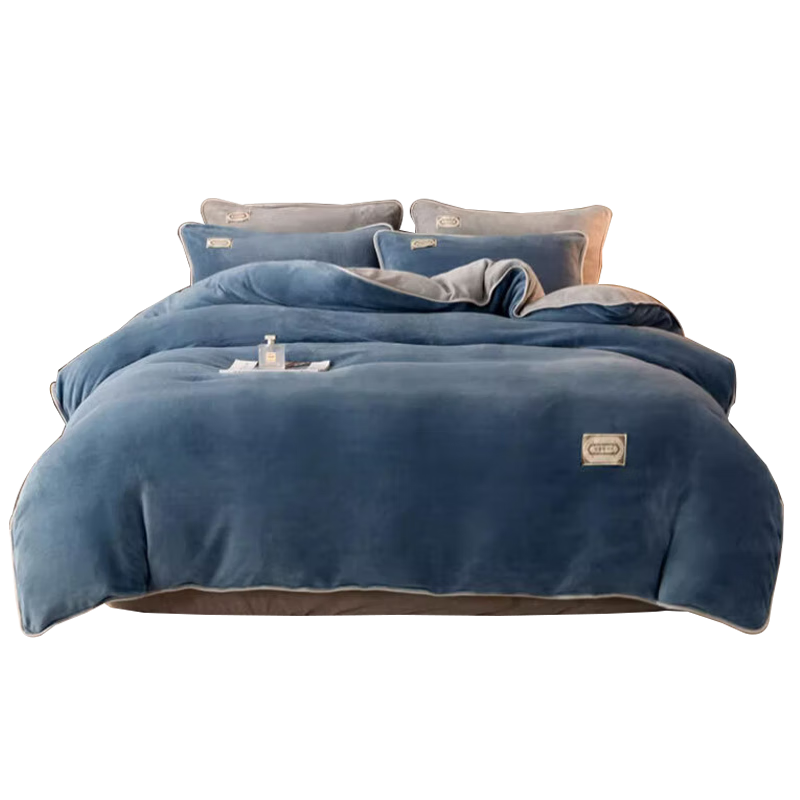 无印良品A类冬季牛奶绒被套单件秋冬加绒珊瑚绒被罩双面毛绒被单200*230cm