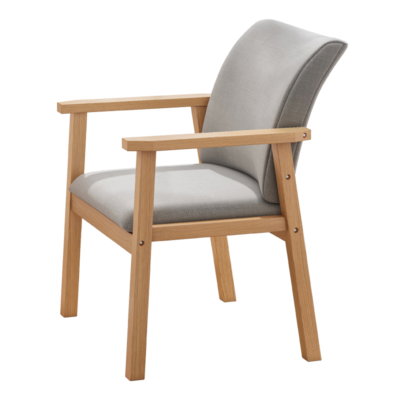 瑞象  电脑椅简约实木餐椅家用学生学习椅靠背椅简易写字桌椅子 浅灰+胡桃色