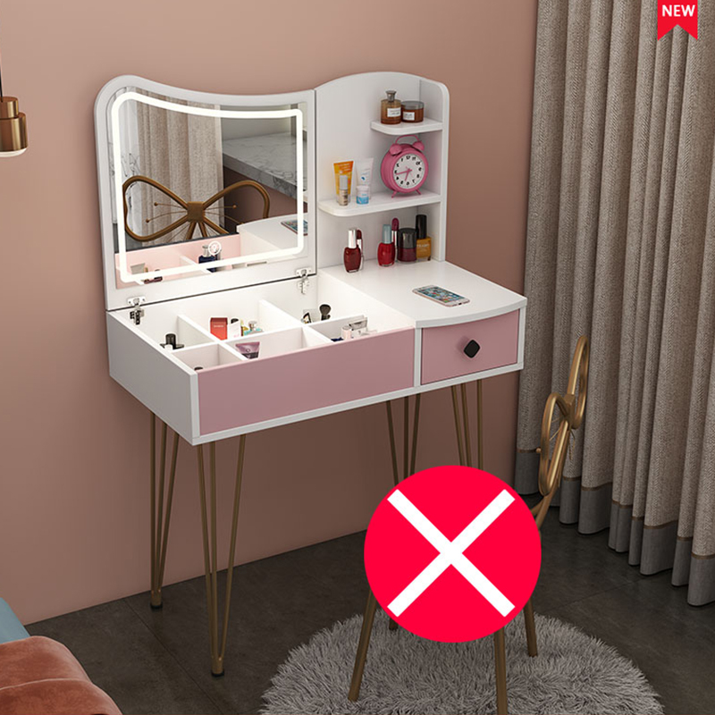 俱兢梳妆台简约镜子隐藏梳妆台隐藏式镜子 翻盖式梳妆台小型 卧室现代