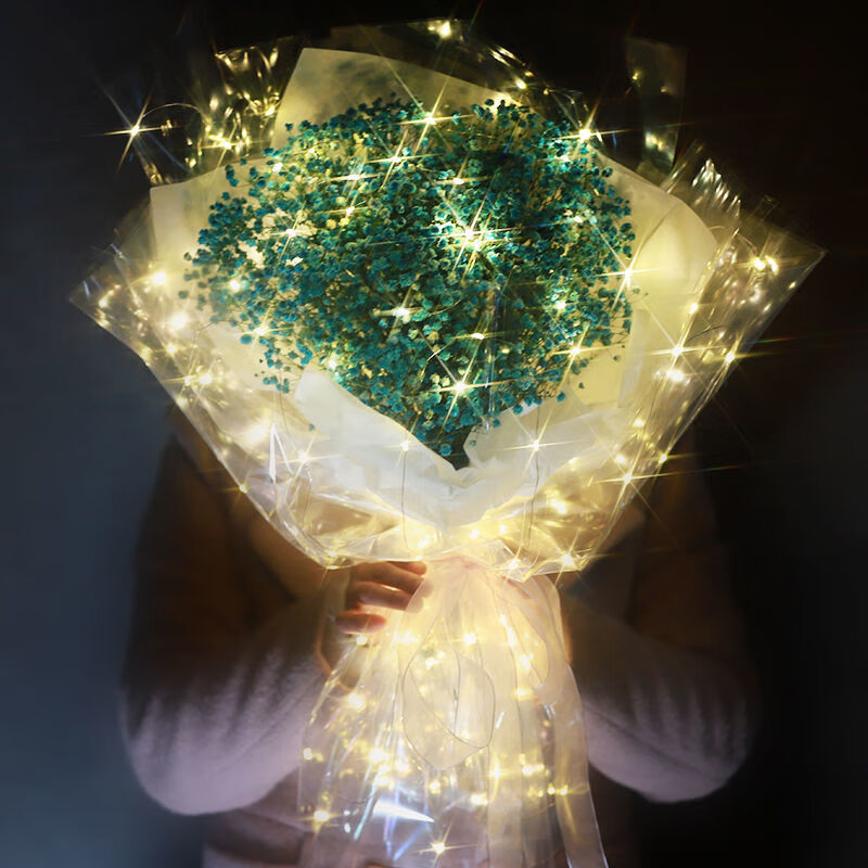 送女生闺蜜520情人节创意生日发光的礼物毕业礼永生花 璀璨星河蓝色