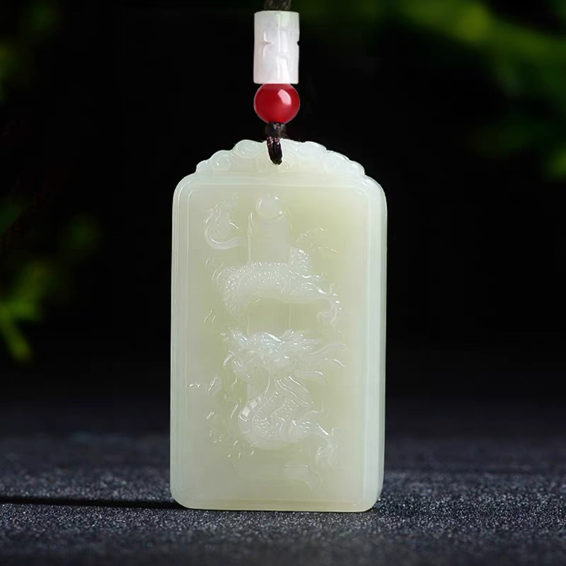 靳钰晨  和田玉龙柱吊坠男女款生肖龙玉佩龙行天下玉石项链挂件
