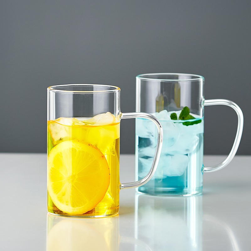诗米乐 玻璃杯凉水杯子喝水杯加厚耐热玻璃家用饮料杯 两只装