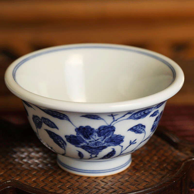 觀復(guanfu)仿古永乐青花压手杯故宫景德镇茶具手工手绘品茗主人单杯