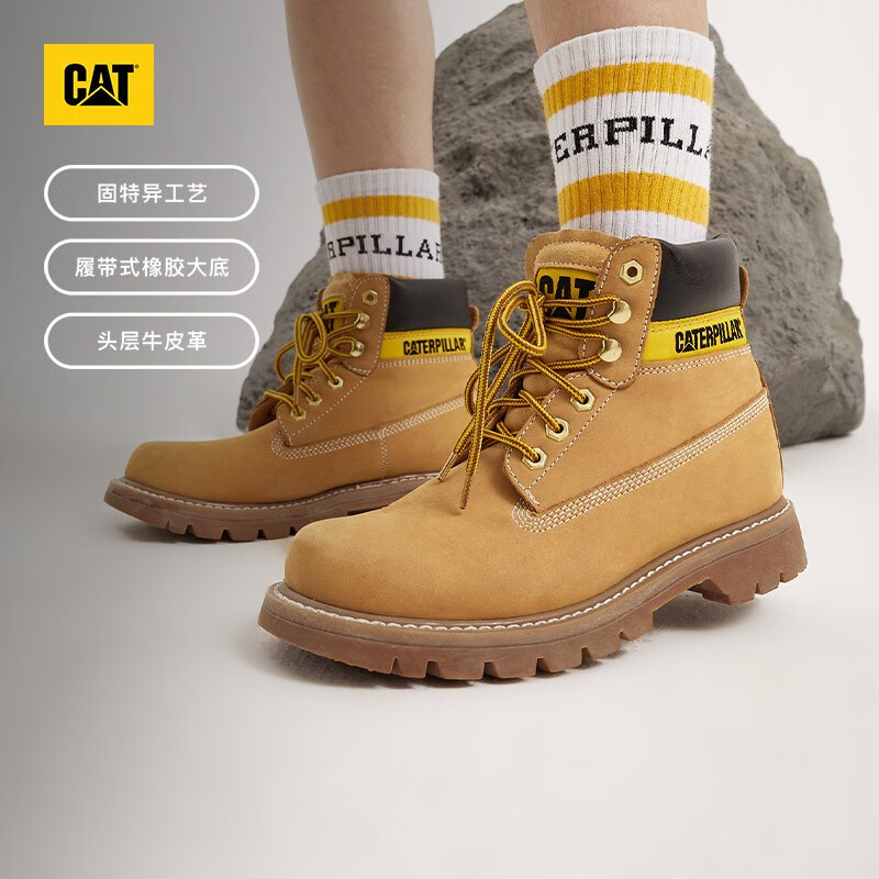卡特（CAT）经典大黄靴马丁靴工装靴男女鞋科罗拉多户外加固短靴商场同款 黄色女 36
