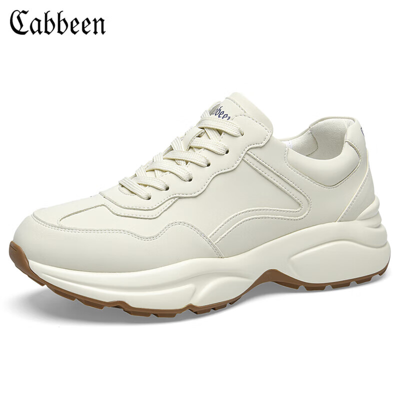 卡宾(cabbeen)男鞋简约休闲运动鞋厚底老爹鞋男ins潮鞋休闲鞋子 米色