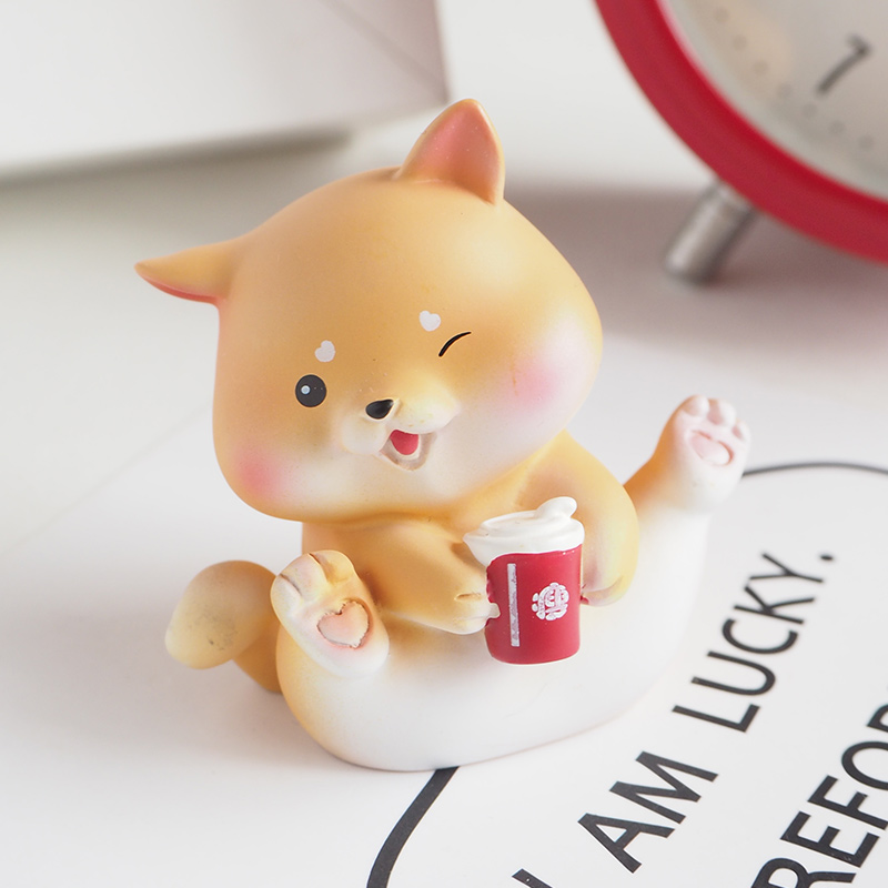 摆件小狗狗车载饰品ins风网红办公桌面生日礼物女生 狂吃不胖(高4