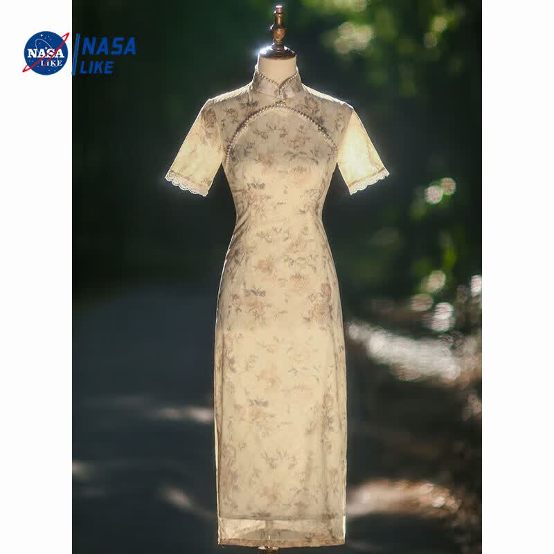NASALIKE旗袍改良少女秋季日常气质名媛优雅高级感中长款连衣裙2023年新款 814 香槟色 XL怎么样,好用不?