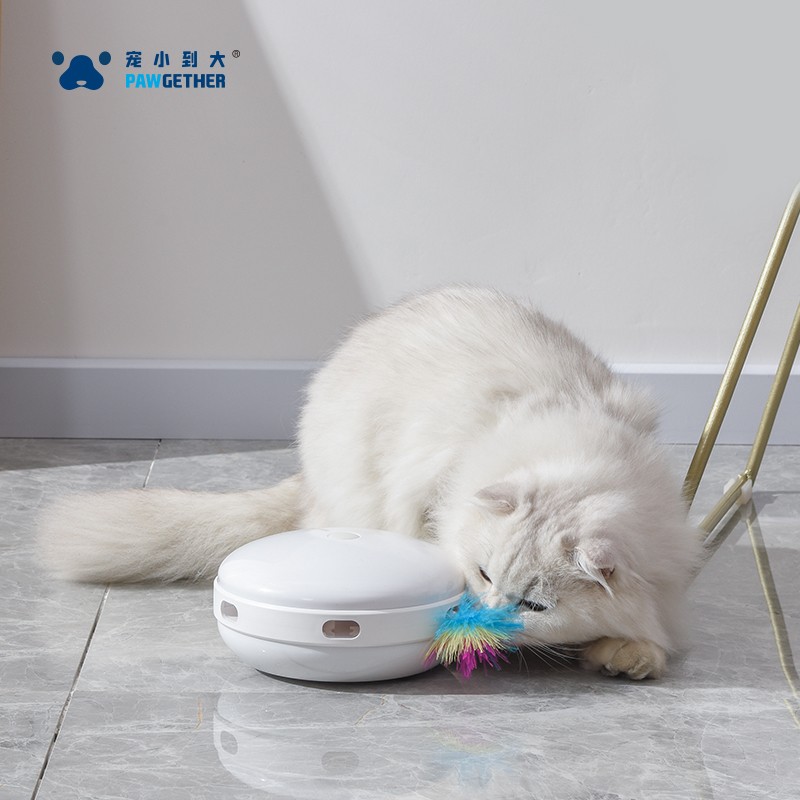 宠小到大（PAWGETHER）智能电动猫玩具 自动移动感应躲避障碍逗猫棒 逗猫互动神器马卡龙 Play 1 经典白