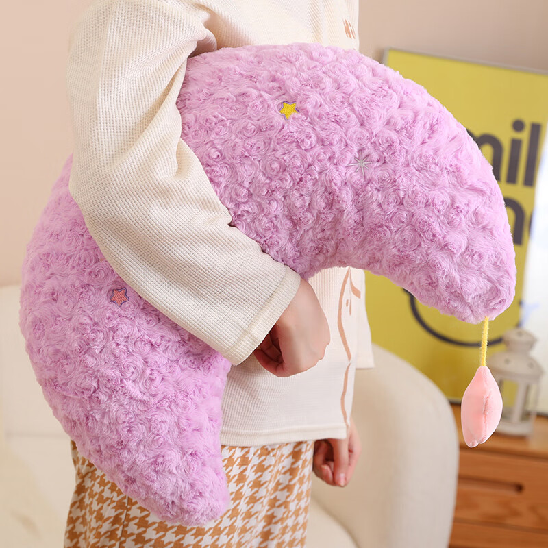 紫彤【精选厂家】可爱小星星抱枕毛绒玩具公仔月亮沙发靠枕少女心靠垫 紫色月亮 45厘米