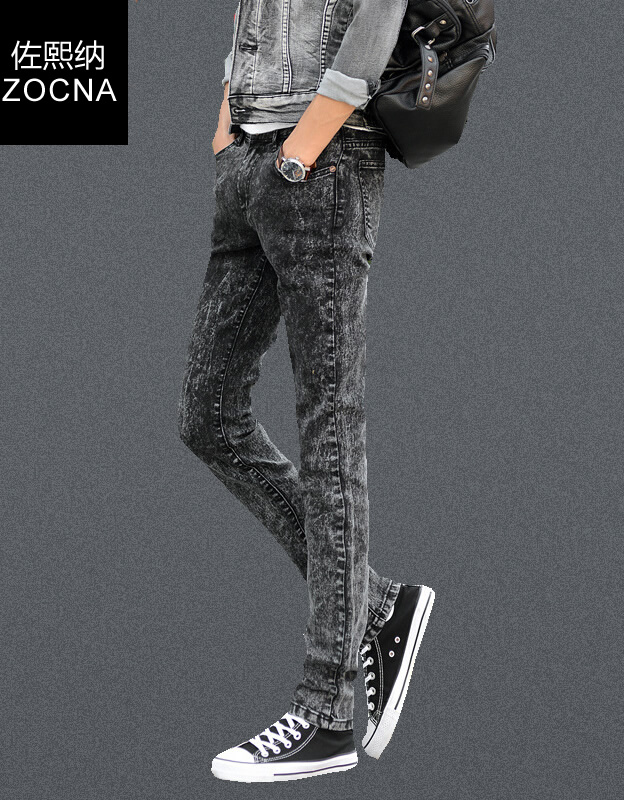 ZOCNA夏季薄款修身牛仔裤男四季款 紧身潮牌男小脚休闲长裤子 XXY深雪花7016 34 腰围2尺7/推荐体重155-165斤