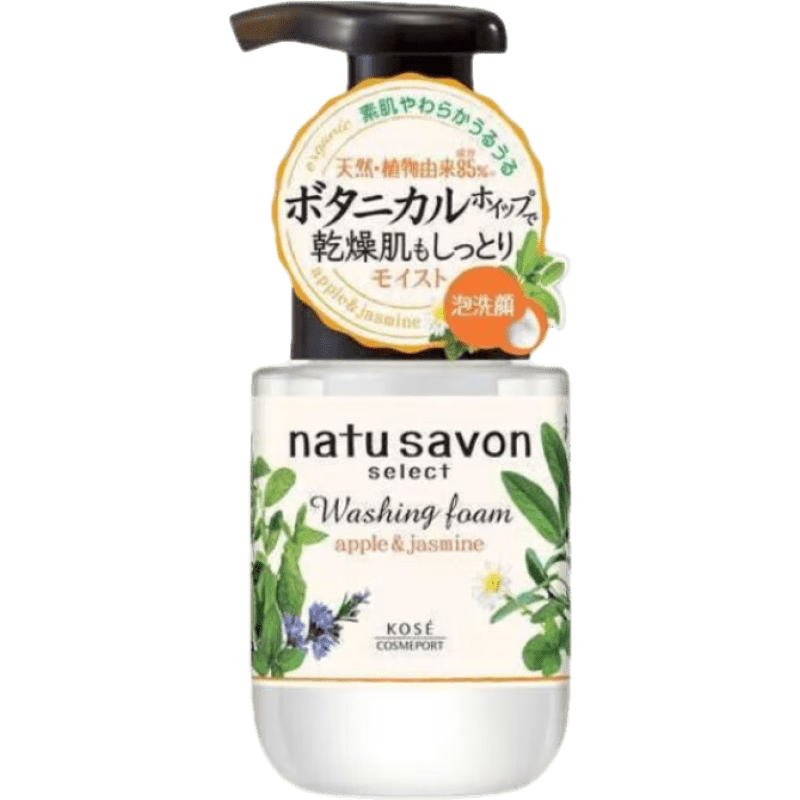 高絲（Kose） 日本原裝 高絲 softymo植物精華溫和保濕卸妝潔面泡沫洗后不緊繃深層清潔洗面奶 美白蘋果和茉莉花香180ml