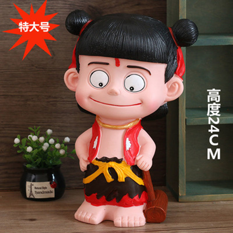 金归 儿童diy彩绘娃娃摔不坏哪吒石膏娃娃涂色搪胶娃娃涂鸦娃白胚