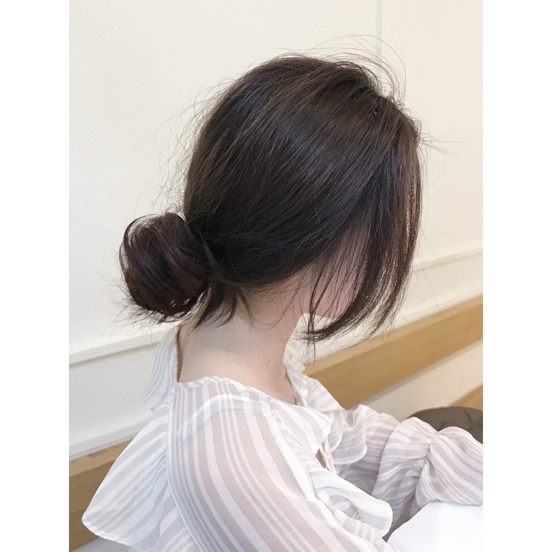 低丸子头假发女 真发半丸子头盘发花苞头 小号懒人蓬松假发包发饰