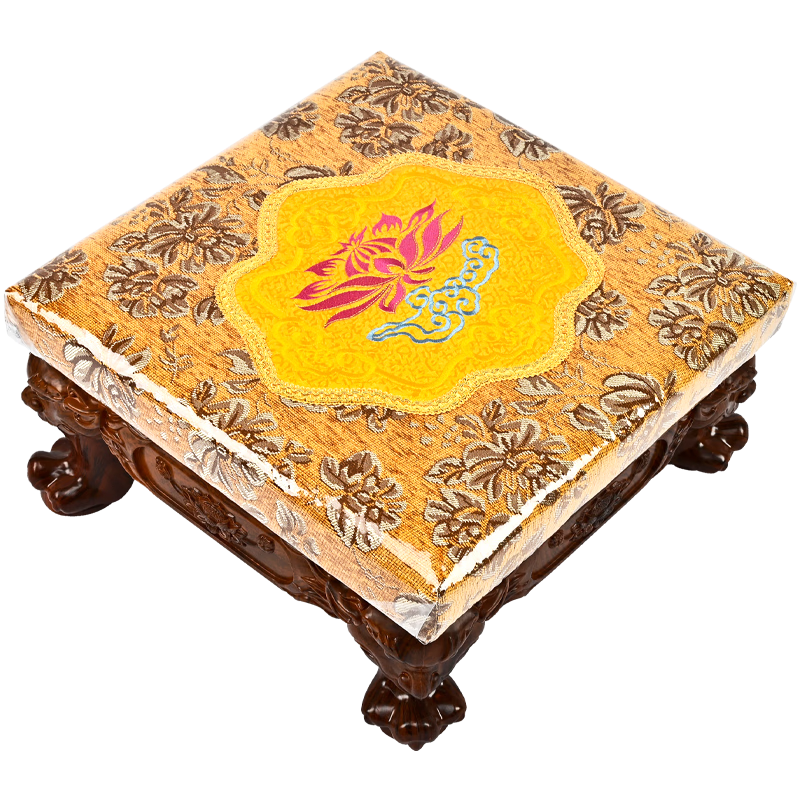 吉旺來(lái)蓮花實(shí)木拜墊家用跪拜墊蒲團(tuán)佛堂寺廟拜佛墊跪墊中式虎腳拜凳拜墊拜椅 【48*48cm】