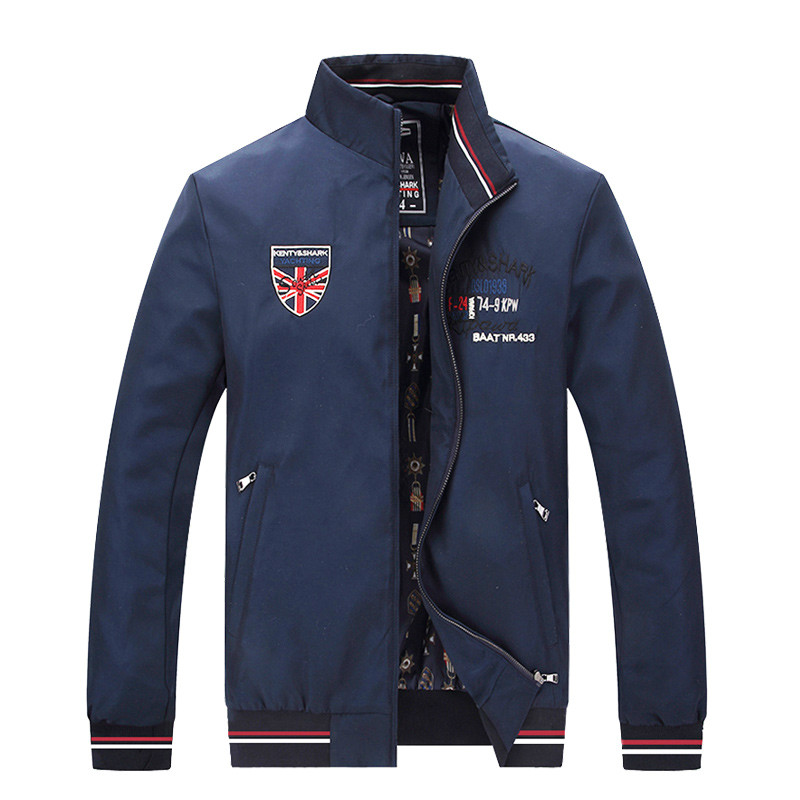 保罗鲨鱼男装春秋新款商务休闲夹克外套男中青年男士立领刺绣防风潮流