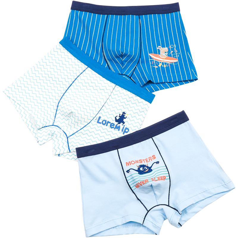 红豆儿童平角内裤男女中大童3条装聚乳酸抑菌短裤青少年A类弹力棉内裤 H4K4031 3条 165