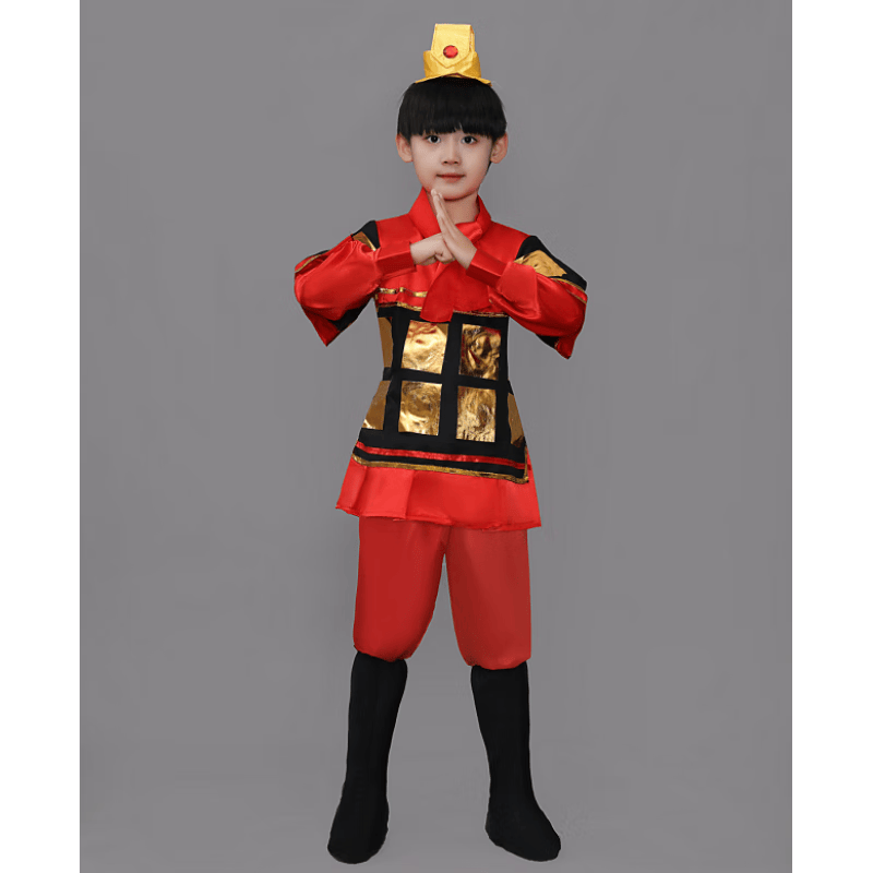 耀超花木兰古装 古代士兵儿童演出服装男女盔甲将军兵马俑戏曲表演兵