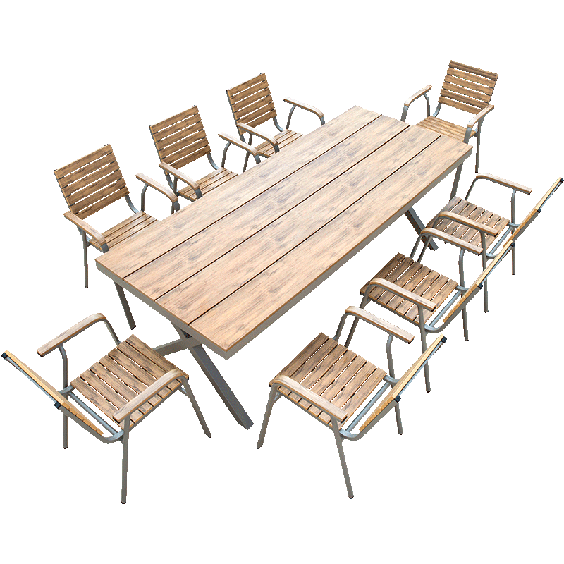 尚伦 Sun Roy户外桌椅室外家具塑木防腐木阳台休闲塑木简约露台坐椅咖啡厅庭院桌椅桌椅组合 2椅+直径80CM塑木圆桌