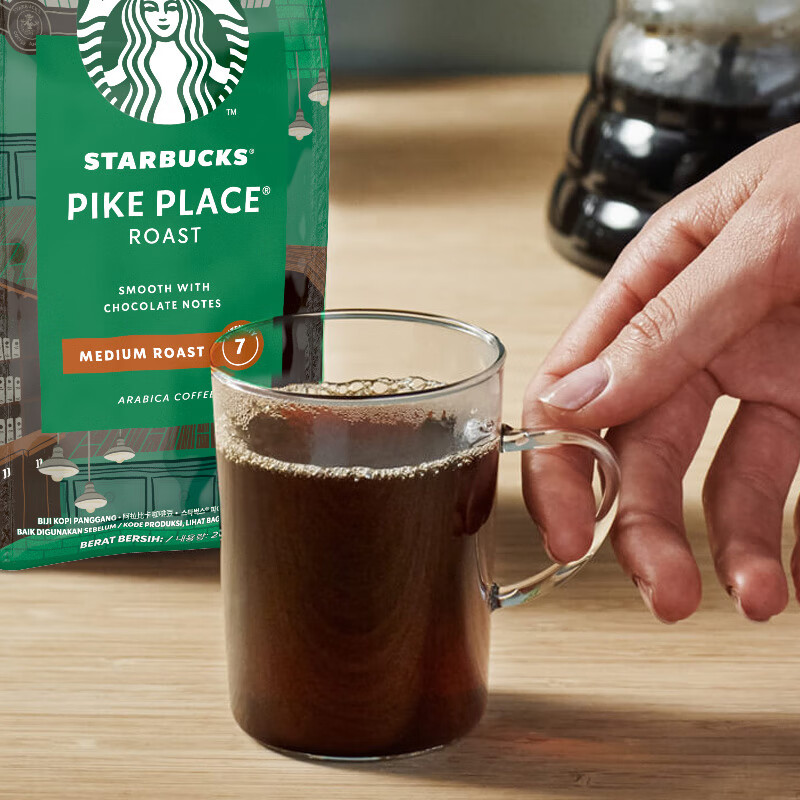 星巴克（Starbucks）阿拉比卡咖啡豆200g派克市场手冲美式黑咖啡 可做13杯 