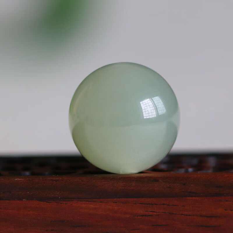 歐梵洛和田玉散珠子單顆 青海料圓珠 昆侖玉青白色配珠 14MM