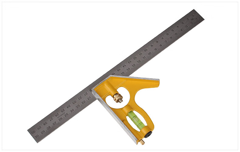 施韵令300mm不锈钢多功能水平活动直角尺三角尺45度拐 组合角尺(黄色)