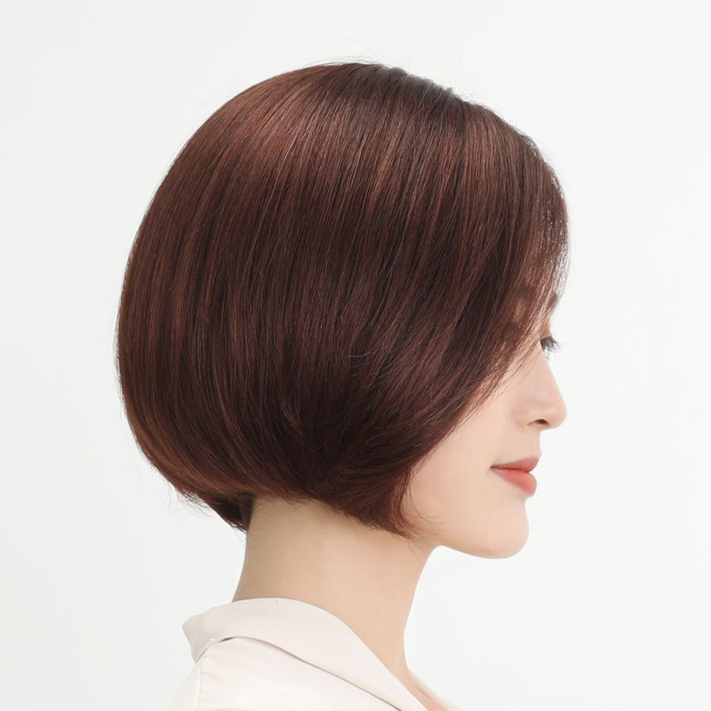 假发女波波头圆脸内扣全头女士假发套短发直发自然修脸bobo头 深棕色