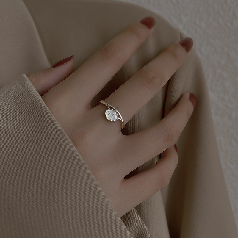 celekimo 925银白贝母戒指女夏2021年新款潮小众设计轻奢食指戒开 8