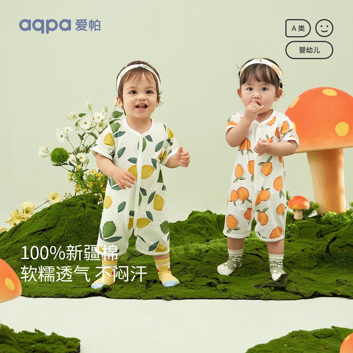 aqpa【新疆棉】婴儿纯棉连体衣幼儿爬服夏季新生宝宝衣服薄款哈衣 檬想成真 80cm