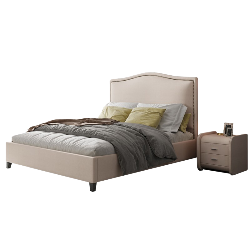 童友 布艺床 美式实木软包床美式乡村主卧布艺双人床1.8米婚床高箱储物床1.5米 框架床 1800*2000