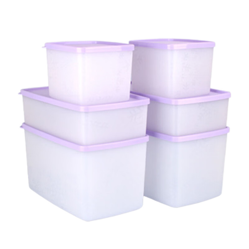 特百惠 雪影冷藏冷冻6件套冰箱食品级收纳盒密封保鲜盒礼盒装 雪影6件套-冰沙紫