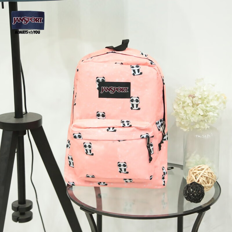 JANSPORT杰斯伯双肩包女书包背包ins风校园休闲包男TWK8 68U 粉色熊猫