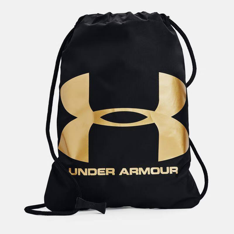 安德玛（UNDERARMOUR）UA训练运动抽绳包双肩背包男女同款轻便防水夏季大容量Ozsee健身 Black / Gold 黑色/金色 均码