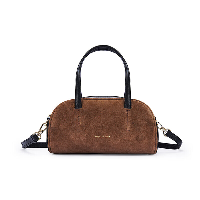 MANU ATELIER MANU ATELIER 马努 奢侈品女包2022秋冬HOURGLASS BOWLING BAG系列单肩包2022430深咖啡色拼黑色