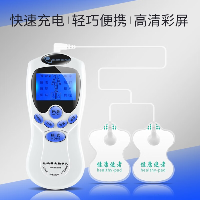 【顺丰可发】理疗仪家用医用颈椎腰肌肩周劳损炎多功能中低频治疗仪电疗针灸经络脉冲按摩仪低频理疗机器 健康使者经络按摩仪-充电款+10贴