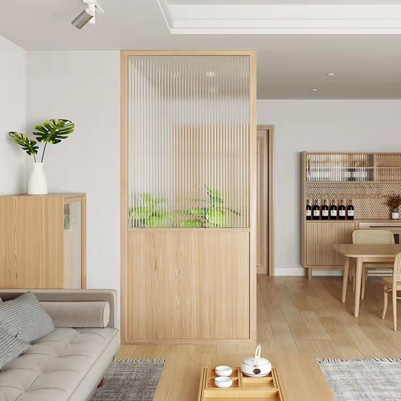 定制入户客厅玄关实木长虹玻璃隔断屏风简约北欧卧室遮挡洗手台隔断墙