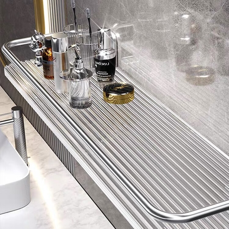 ATNPQZ德国亚克力浴室置物架高端卫生间洗漱台免打孔壁挂化妆品收纳架 星空银50cm单层