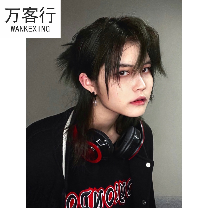黛丝妃网红武士头假发男女通用狼尾学生日常男士发型日系鲻鱼头整顶发