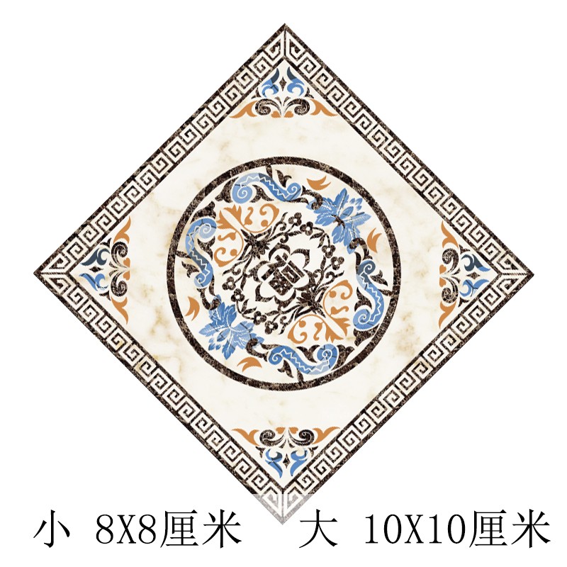 贴纸自粘瓷砖中式地面pvc耐磨厨房贴花防水对角贴装饰地砖贴 五福临门