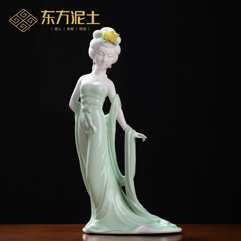 中式陶瓷艺术品人物传统雕塑酒店装饰摆件 h90-09a 贵妃出浴(青釉)