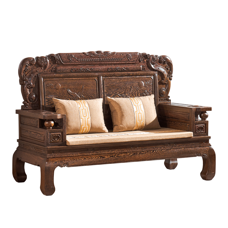 一舍红木家具非洲鸡翅木(学名:非洲崖豆木)中式明清仿古实木沙发组合冬夏两用雕花大套别墅沙发 沙发六件套组合(订金款清发货)