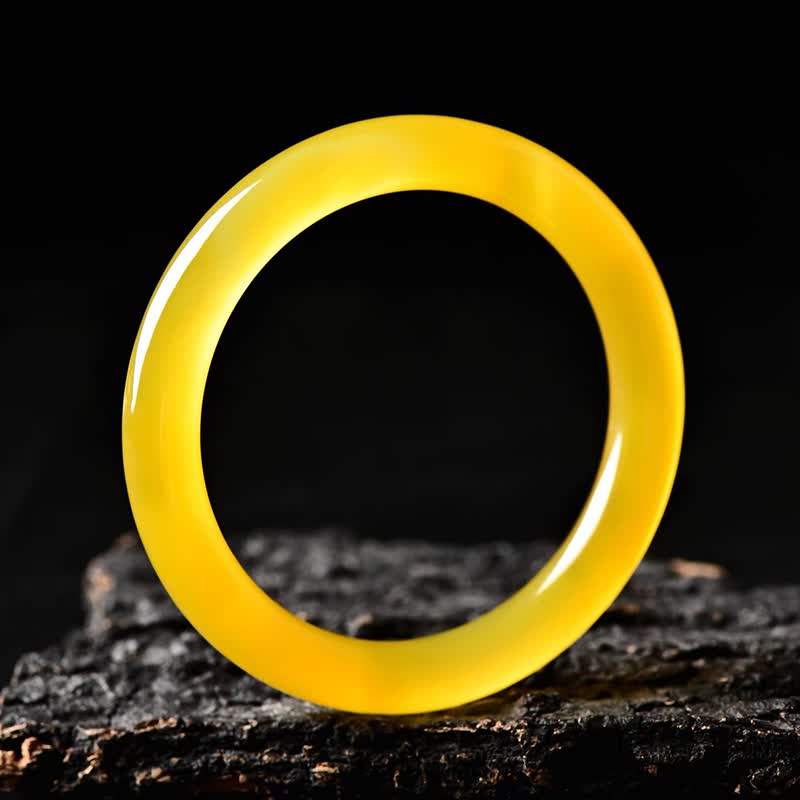 靳钰杨  巴西黄玛瑙手镯女款黄玉髓镯子圆条少女时尚贵妃玉手镯 52圈